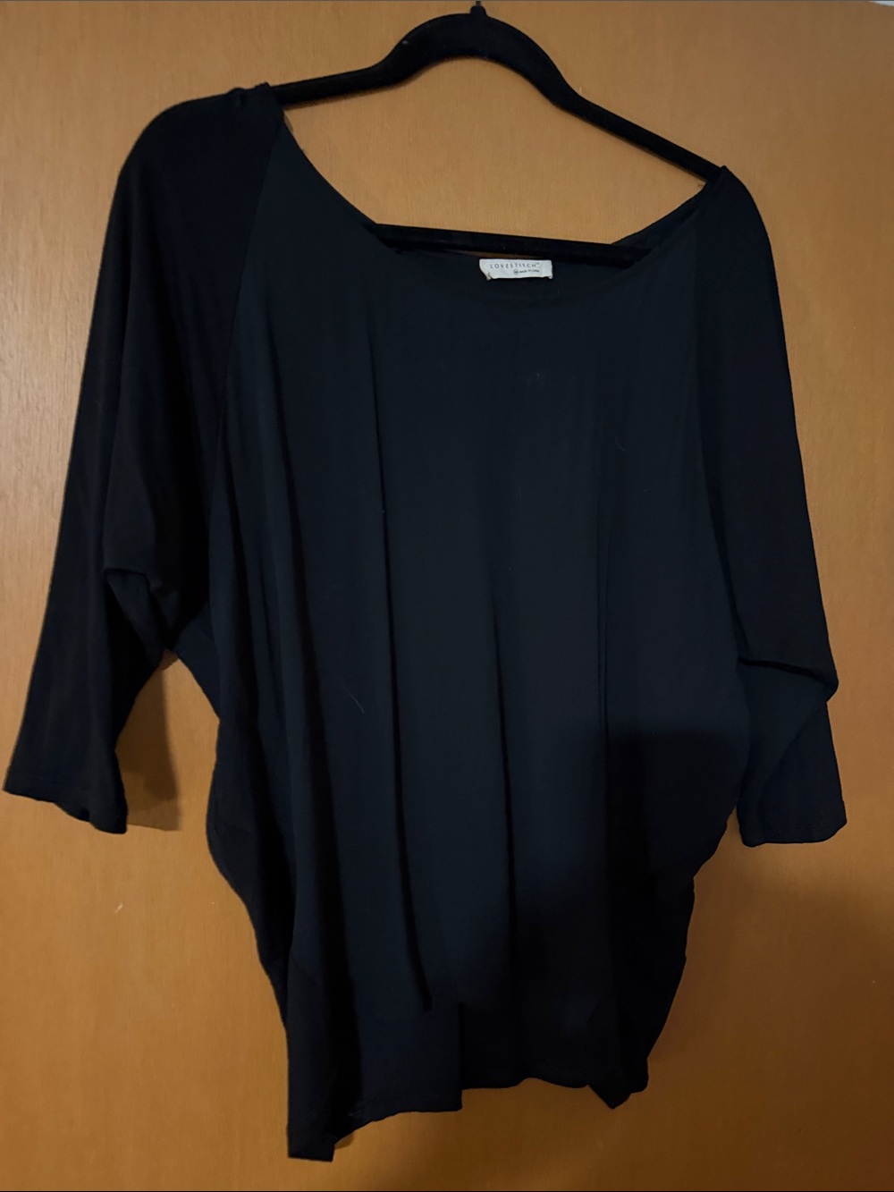 lovestitch Black Relaxed Dolman Tunic Top